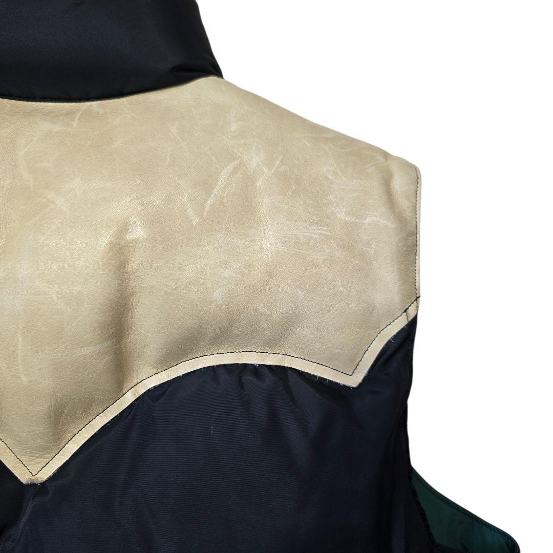 ロッキーマウンテンフェザーベッド ウエアハウス ダウンベスト 馬革 黒×緑 38