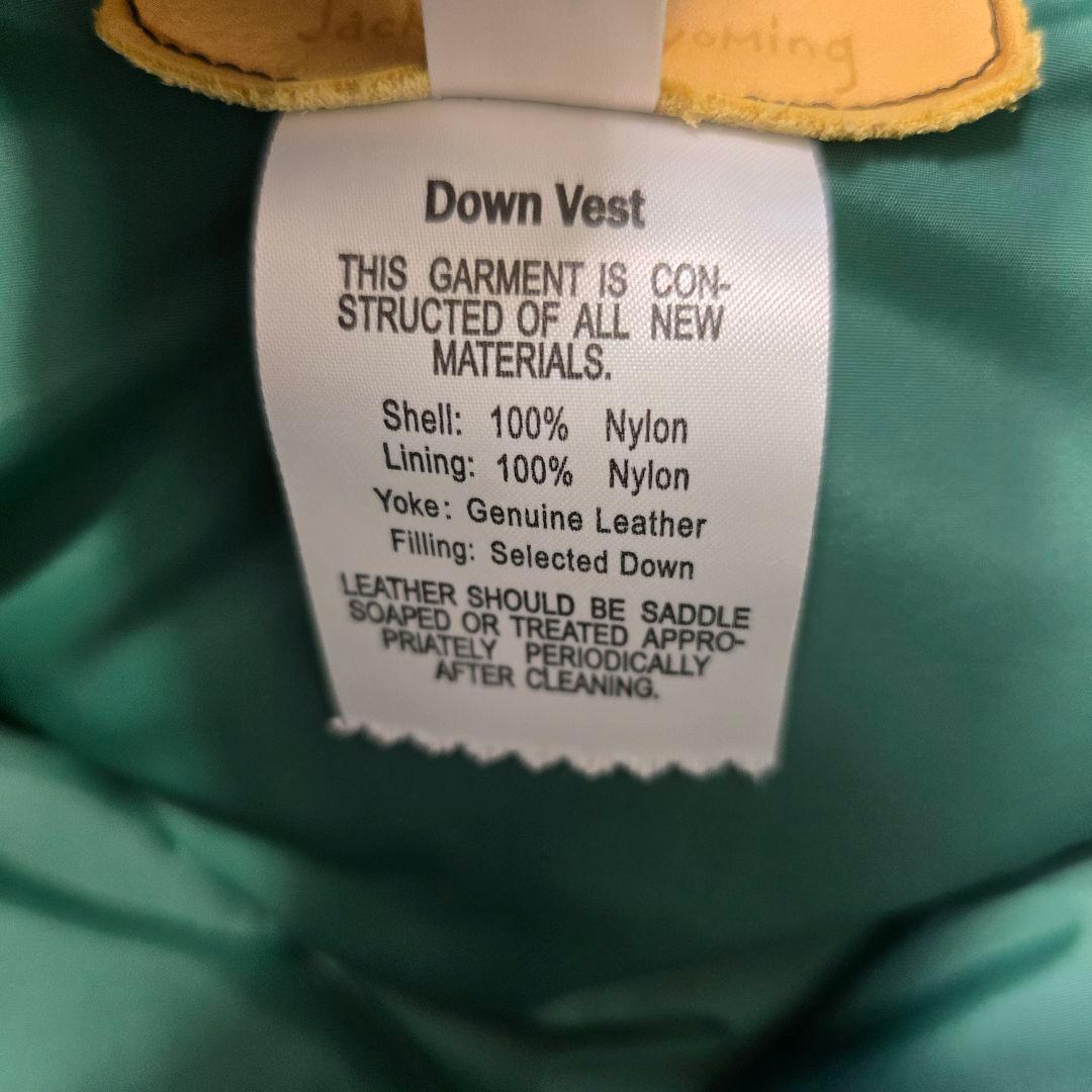 ロッキーマウンテンフェザーベッド ウエアハウス ダウンベスト 馬革 黒×緑 38