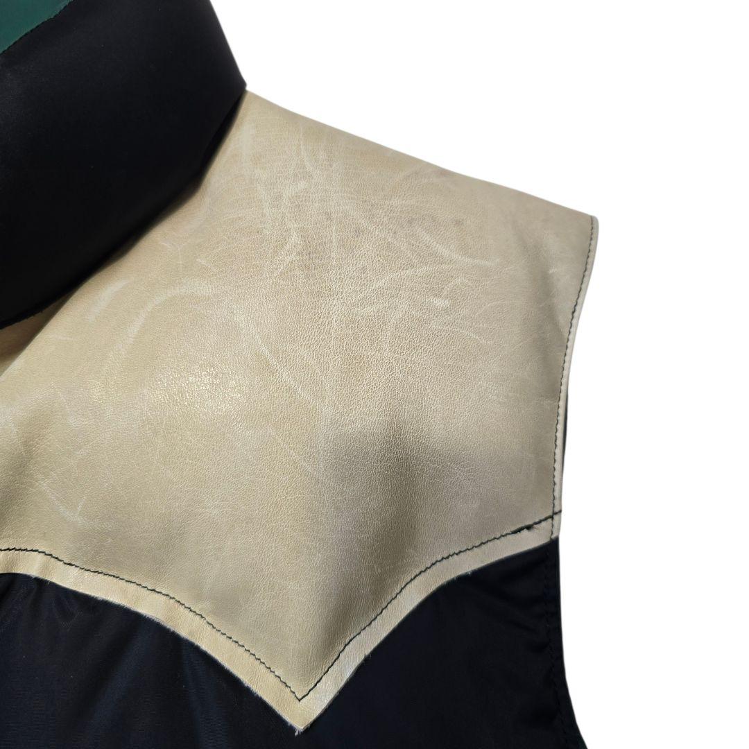 ロッキーマウンテンフェザーベッド ウエアハウス ダウンベスト 馬革 黒×緑 38