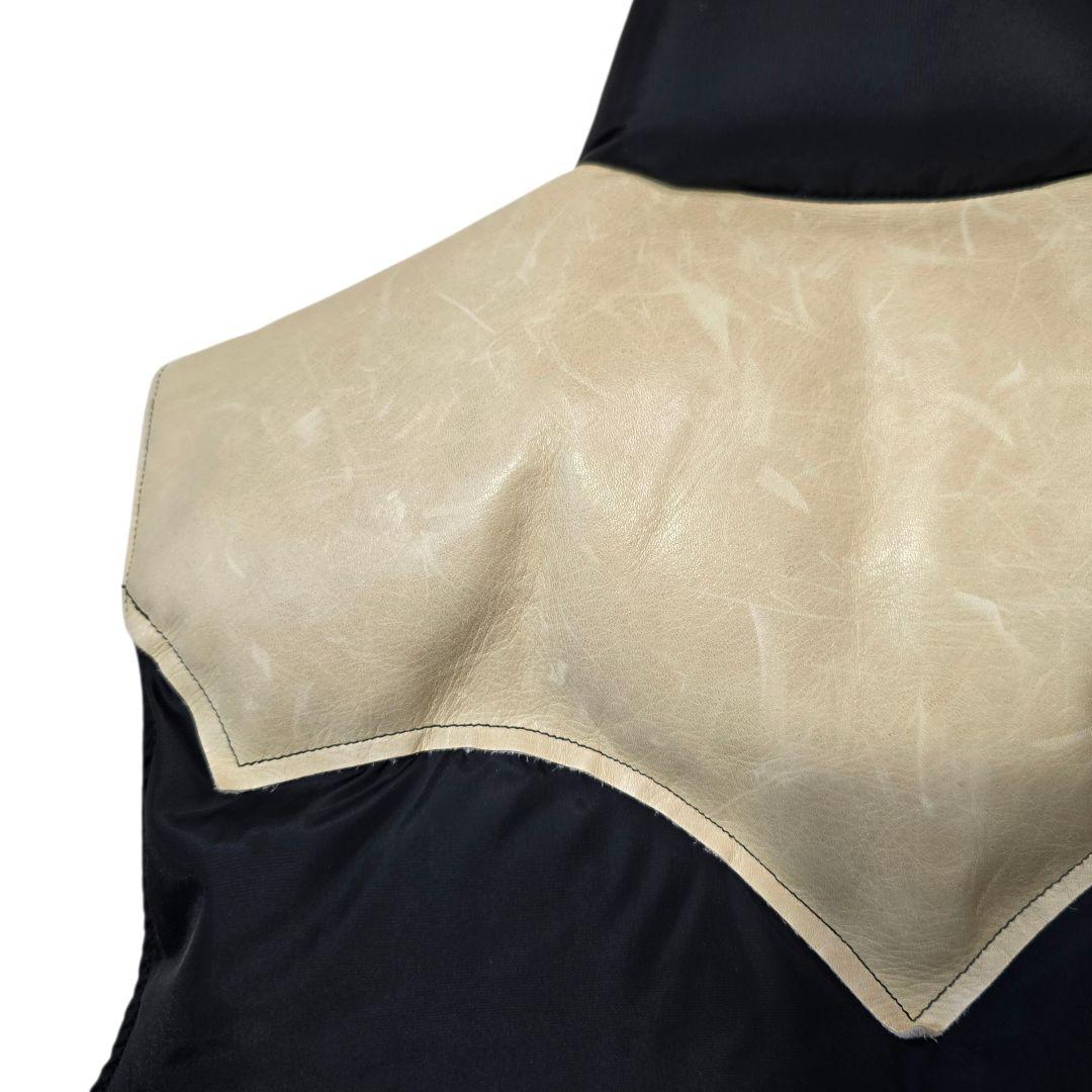 ロッキーマウンテンフェザーベッド ウエアハウス ダウンベスト 馬革 黒×緑 38