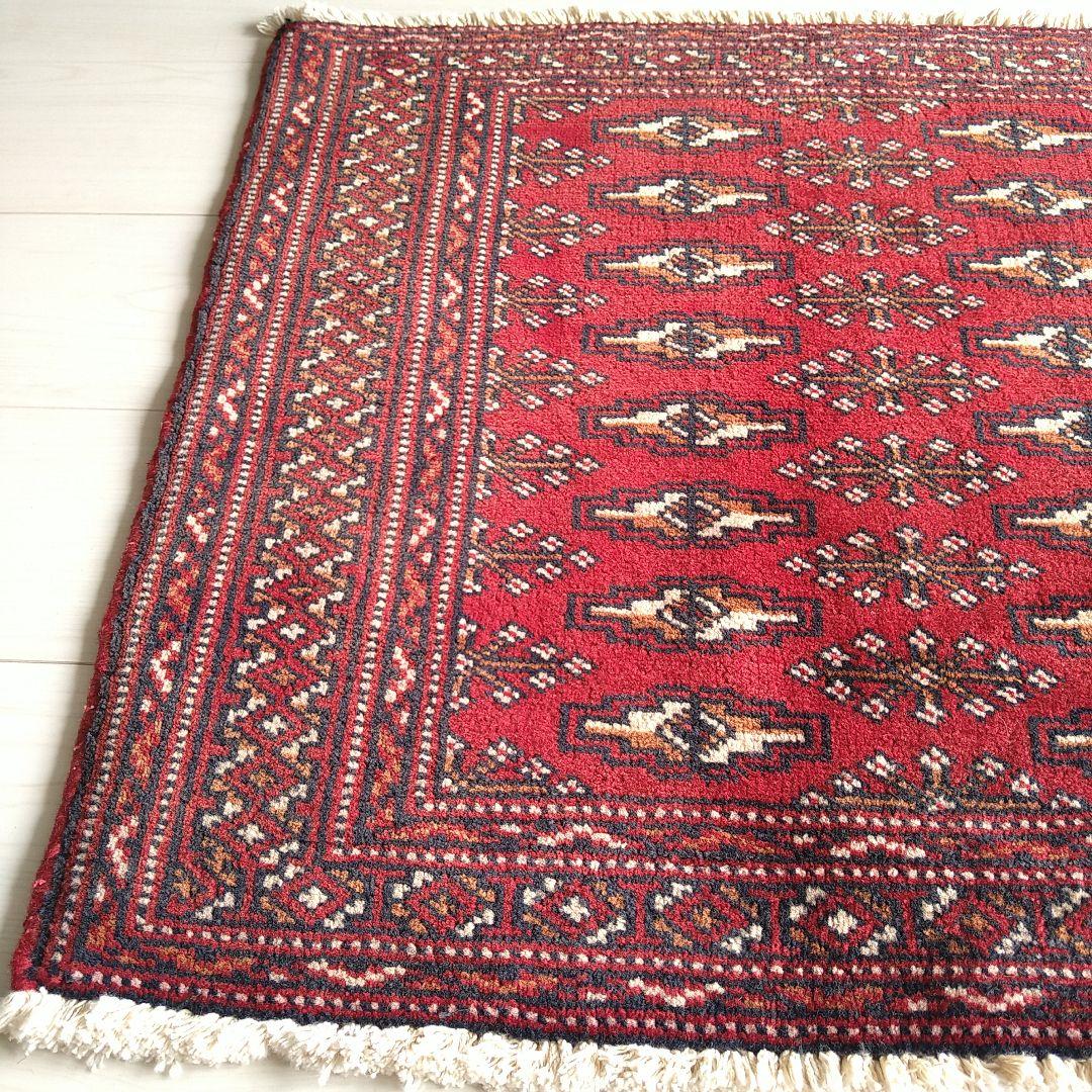 トルクメン ペルシャ絨毯 140×65cm 深みのある赤 オールドラグ
