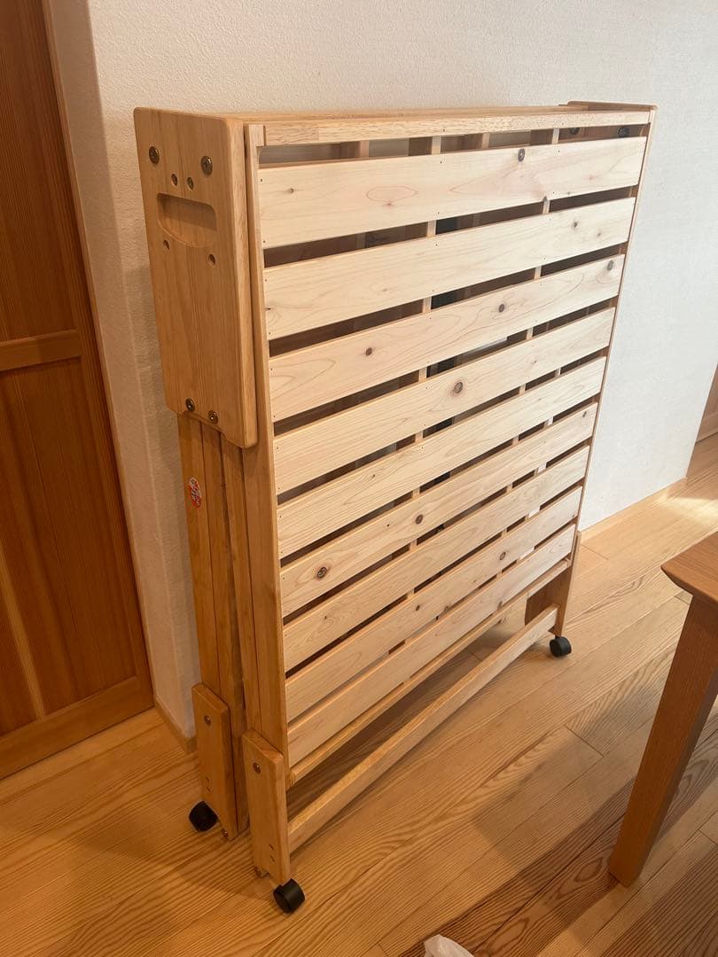 Nakai 折りたたみシングルベッド 木製　ハイタイプ