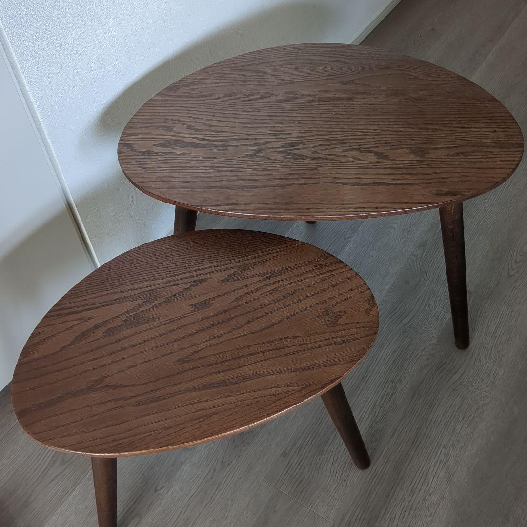 サイドテーブル ネストテーブル ツインテーブル 2個セット ブラウン