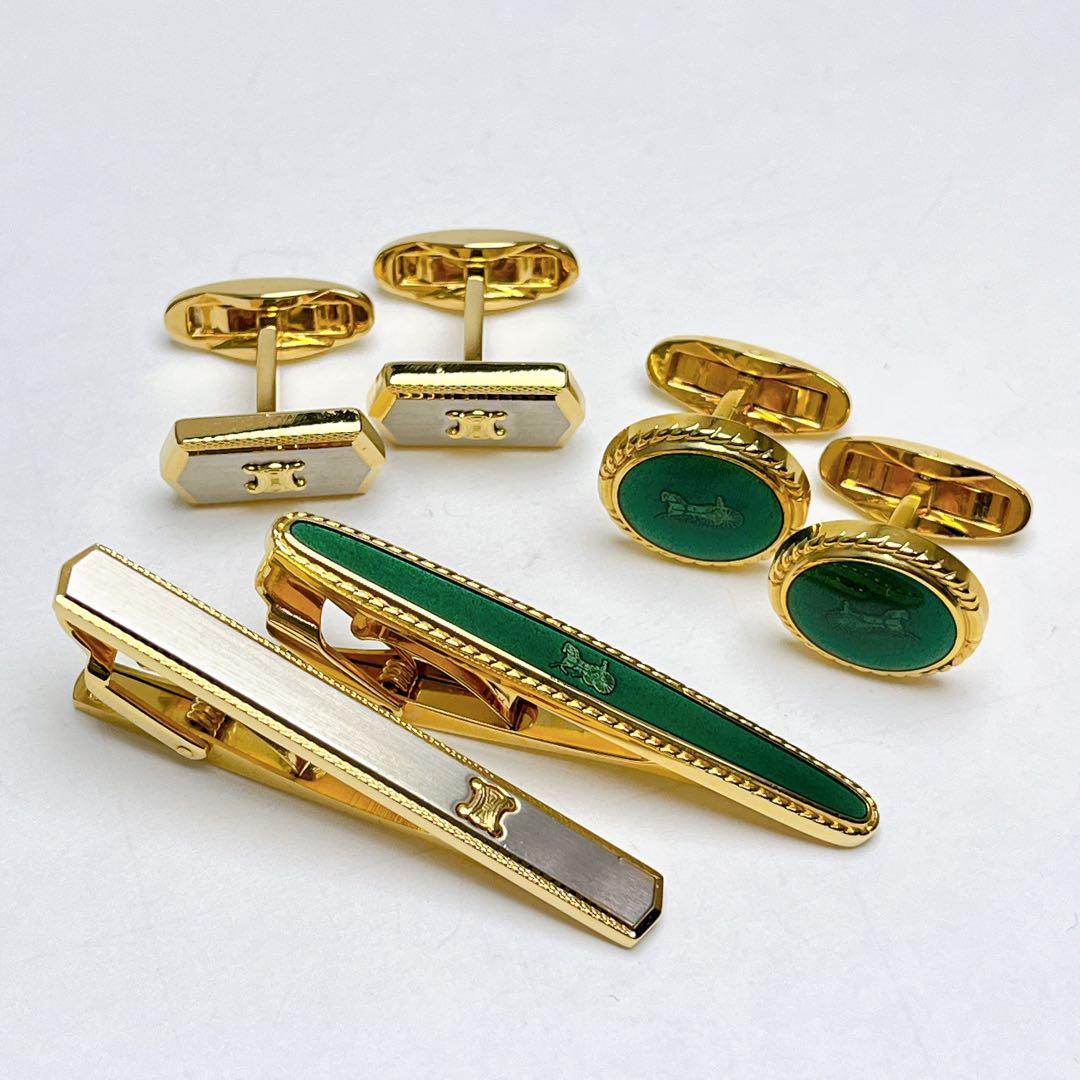 セリーヌ　タイピン　カフス　セット　ゴールド