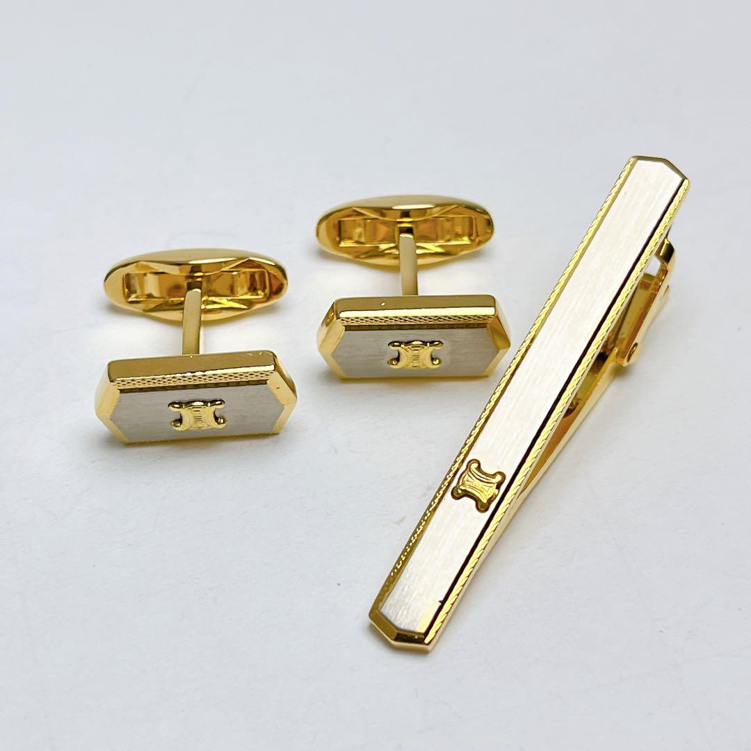 セリーヌ　タイピン　カフス　セット　ゴールド