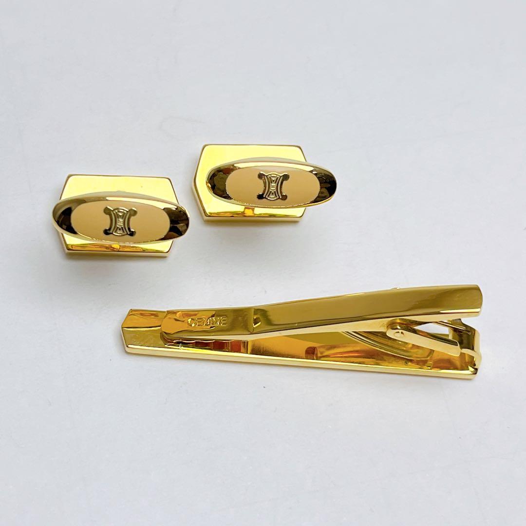 セリーヌ　タイピン　カフス　セット　ゴールド