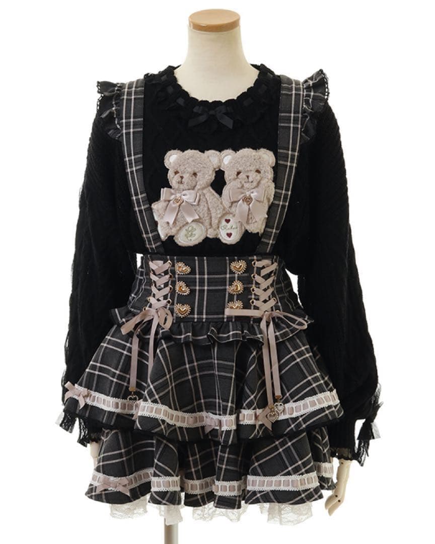 リズリサ　LIZLISA はしごリボンチェックティアードスカパン