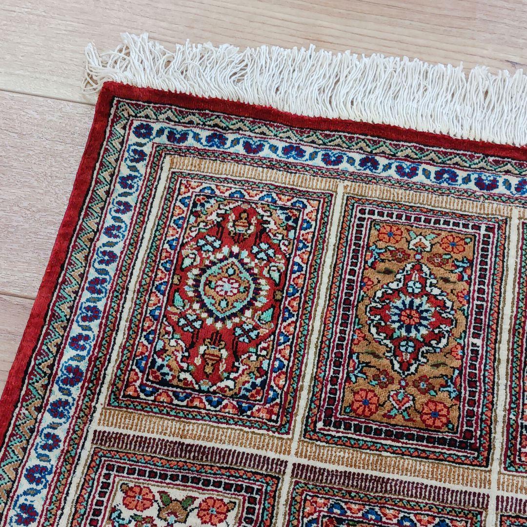 Y2605 最高級ペルシャ絨毯 クム産 シルク100％ 手織100万ノット