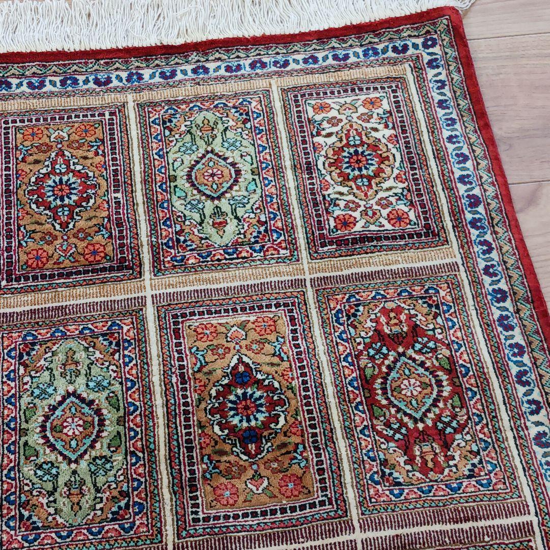 Y2605 最高級ペルシャ絨毯 クム産 シルク100％ 手織100万ノット