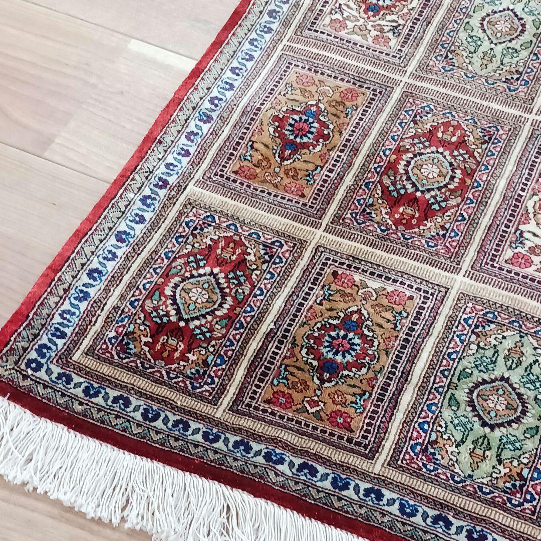 Y2605 最高級ペルシャ絨毯 クム産 シルク100％ 手織100万ノット