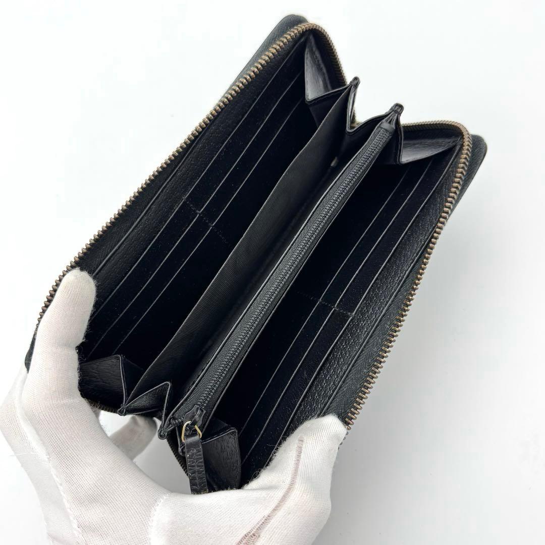 GUCCI グッチ 長財布 ラウンドジップ 黒 ブラック 蜂 ビー アニマリエ