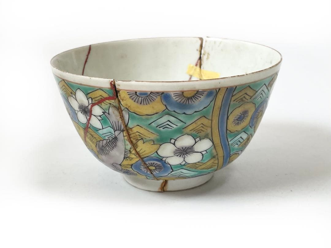 金継ぎ用　骨董　アンティーク　古伊万里　色絵　鯉　魚　お碗　茶碗　金繕い　金直し