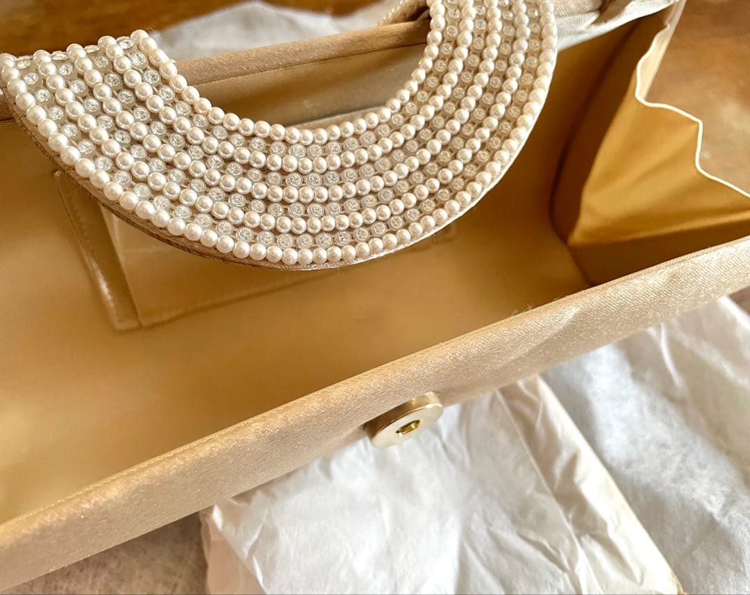 ◉一部金具以外美品◉ 東京ソワール 2wayベージュパーティーバッグ