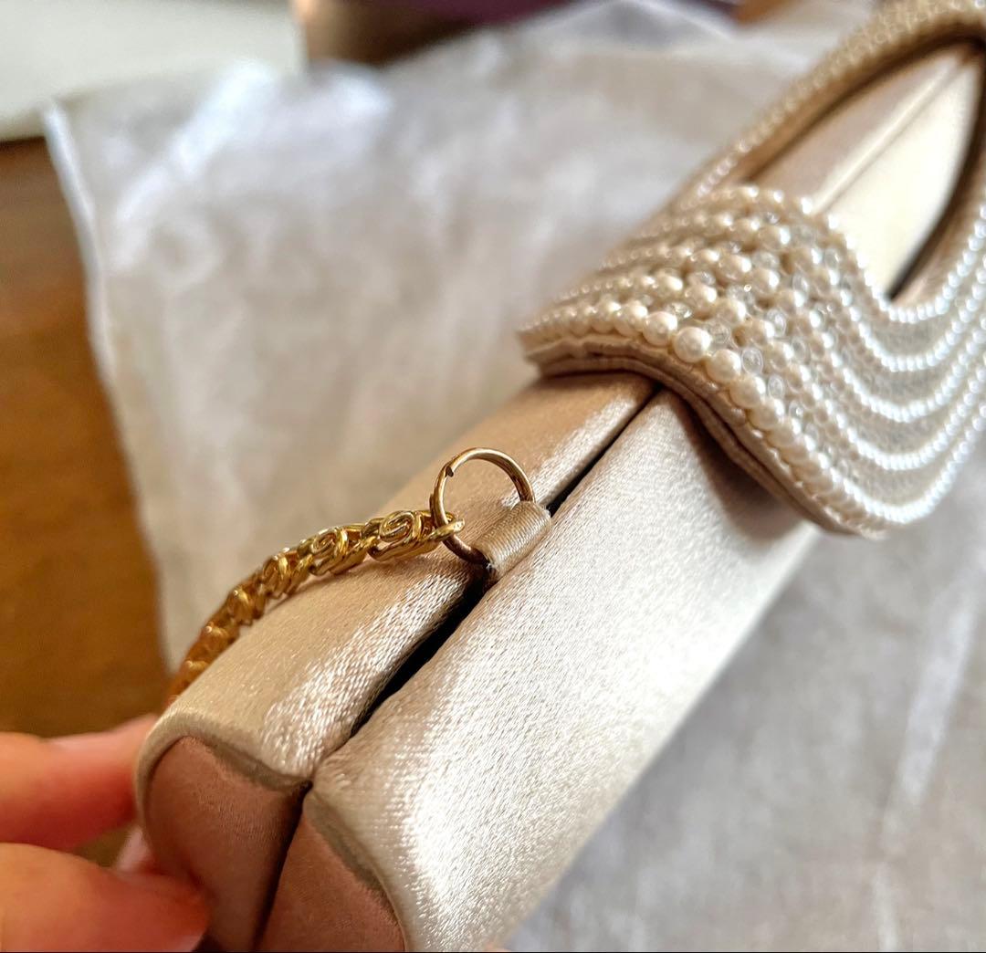 ◉一部金具以外美品◉ 東京ソワール 2wayベージュパーティーバッグ