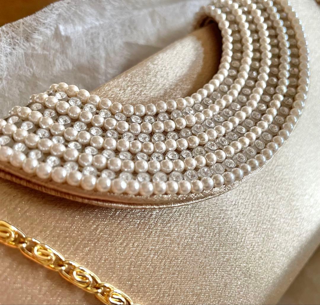 ◉一部金具以外美品◉ 東京ソワール 2wayベージュパーティーバッグ