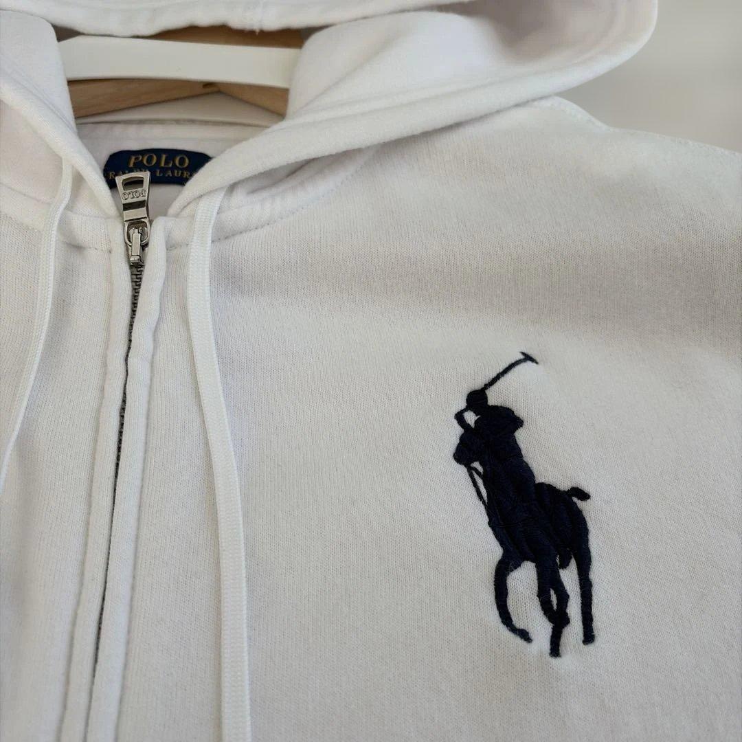 Polo Ralph Lauren 裏起毛パーカー白　ビックポニー刺繍Lサイズ
