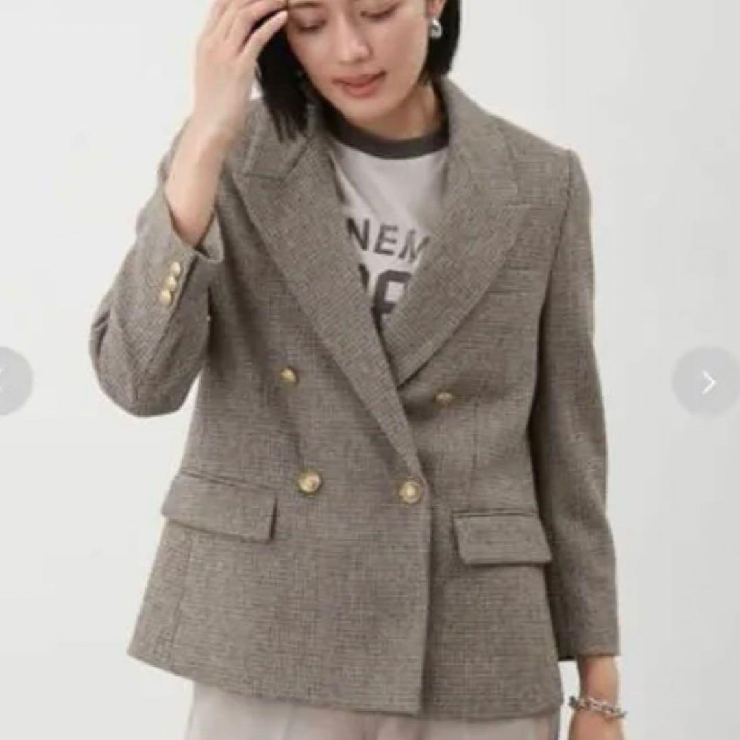 ミラ オーウェン　チェック金釦ダブルブレストブレザー