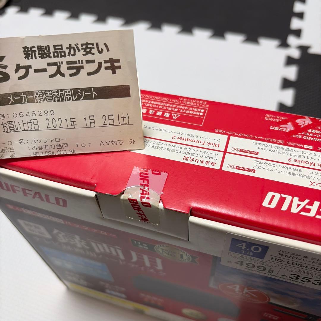 BUFFALO 4TB 外付けハードディスク HD-LDS4.0U3-BA