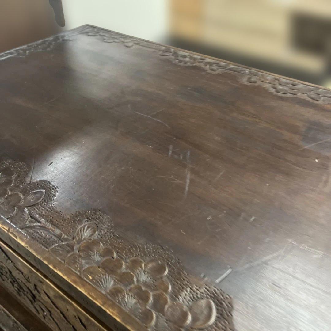 【軽井沢彫】6段チェスト◇程度良好◆