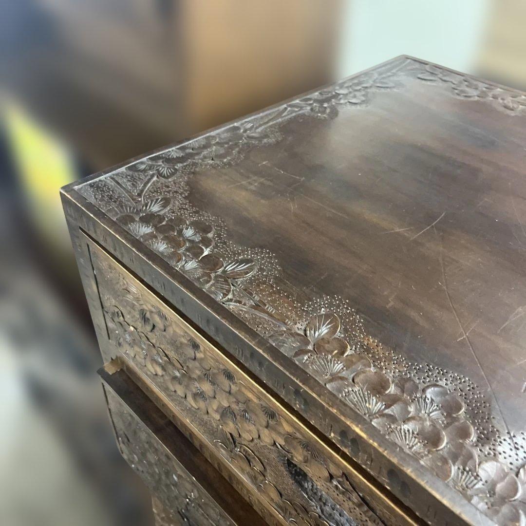 【軽井沢彫】6段チェスト◇程度良好◆