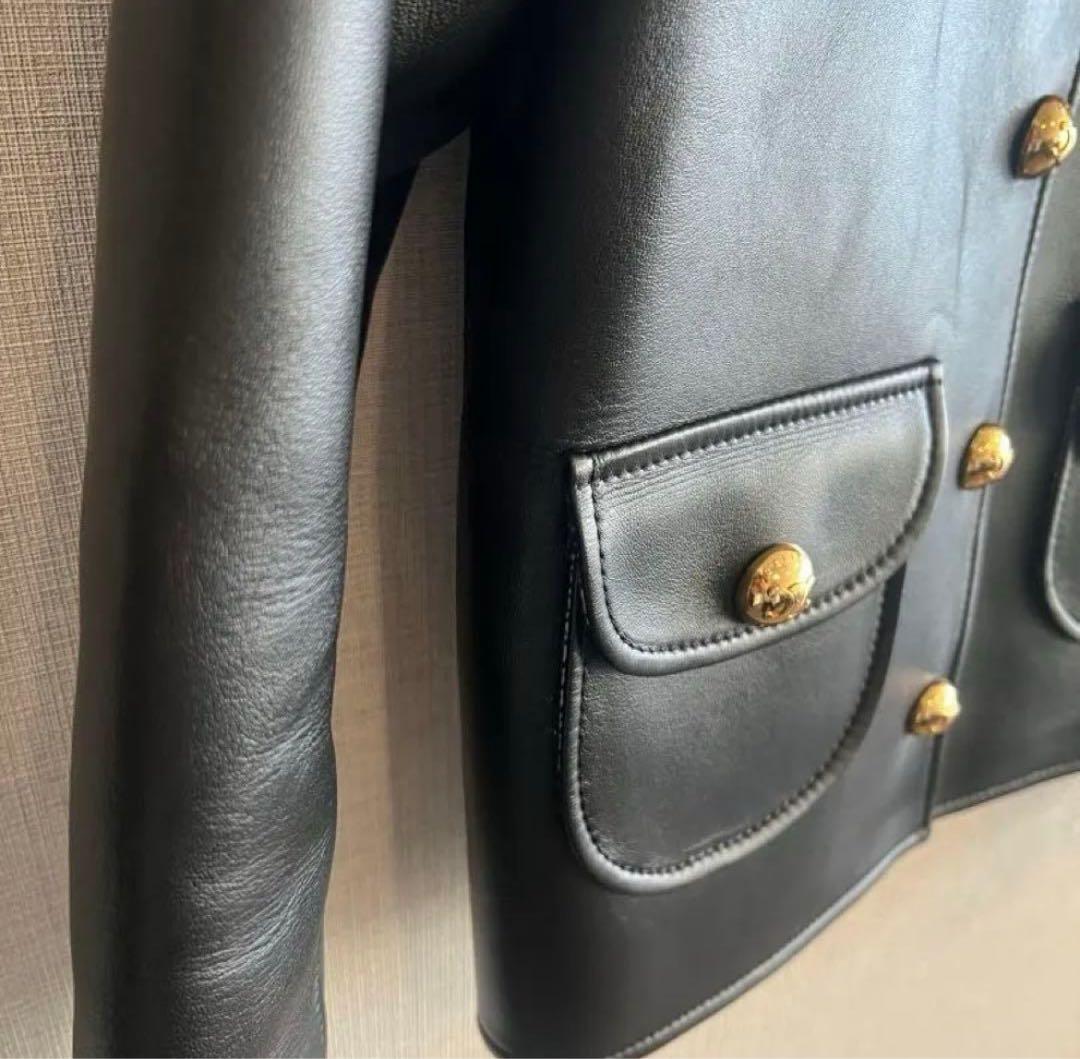 セリーヌ　クロディーヌ　ジャケット　トリオンフボタン　ラムスキン　レザー