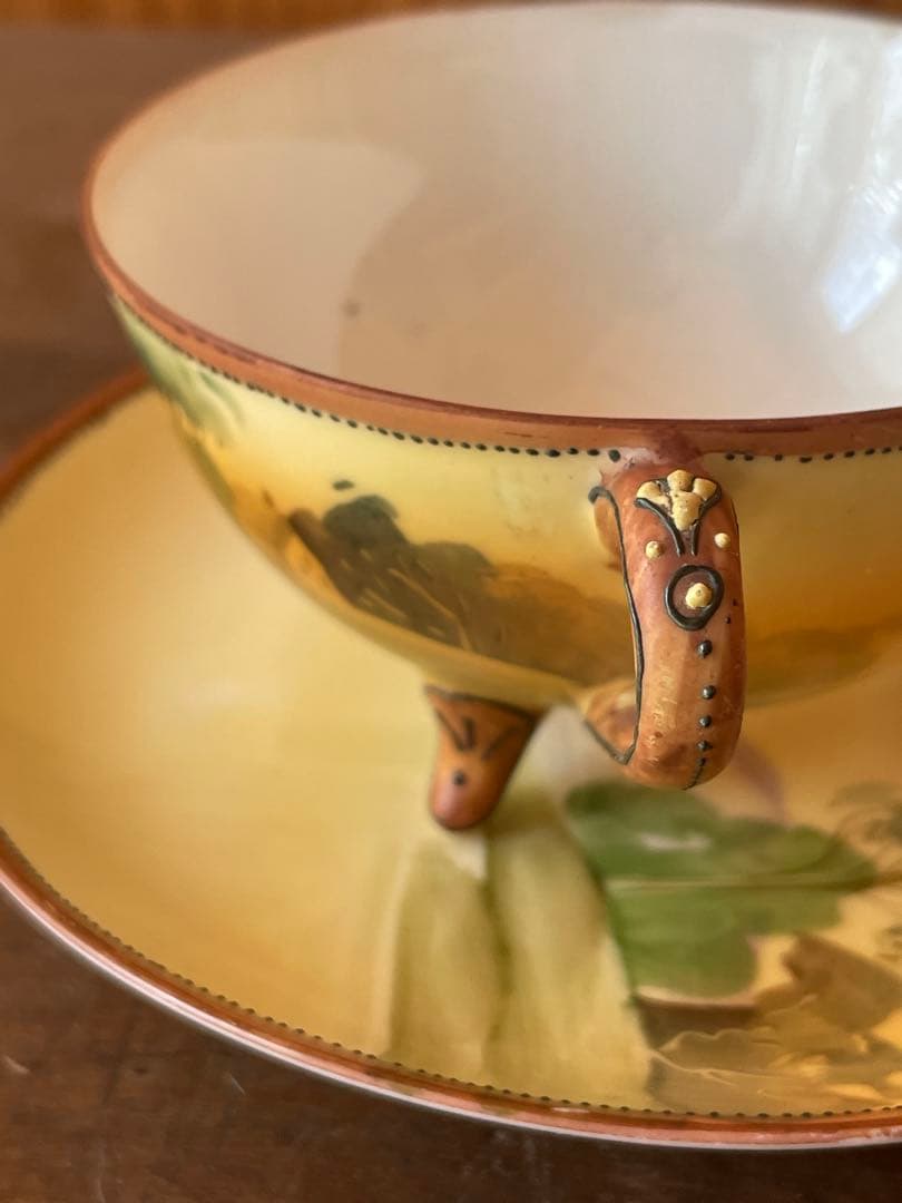 オールドノリタケ　カップ＆ソーサー　水辺の風景　明治期