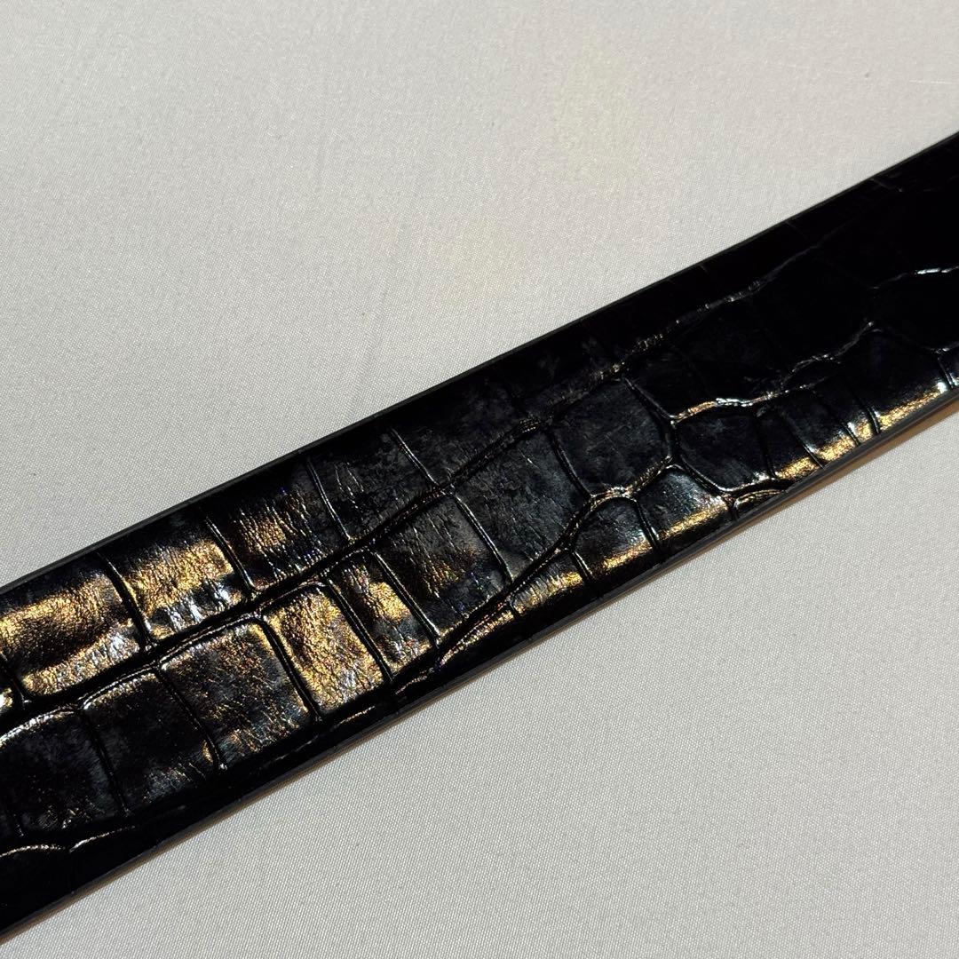 ローレンラルフローレン スターバーストバックル クロコエンボスド ワイド ベルト