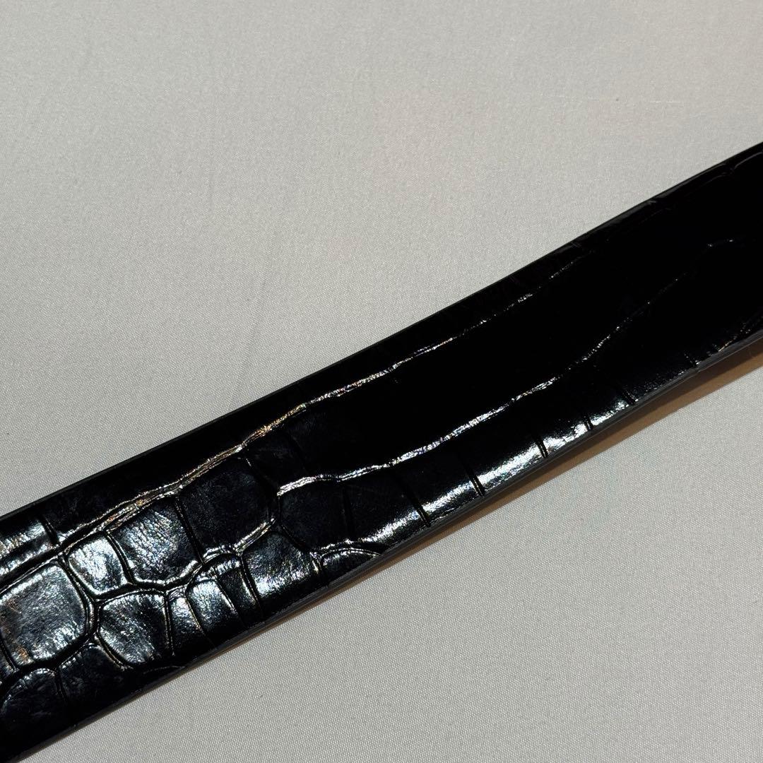 ローレンラルフローレン スターバーストバックル クロコエンボスド ワイド ベルト