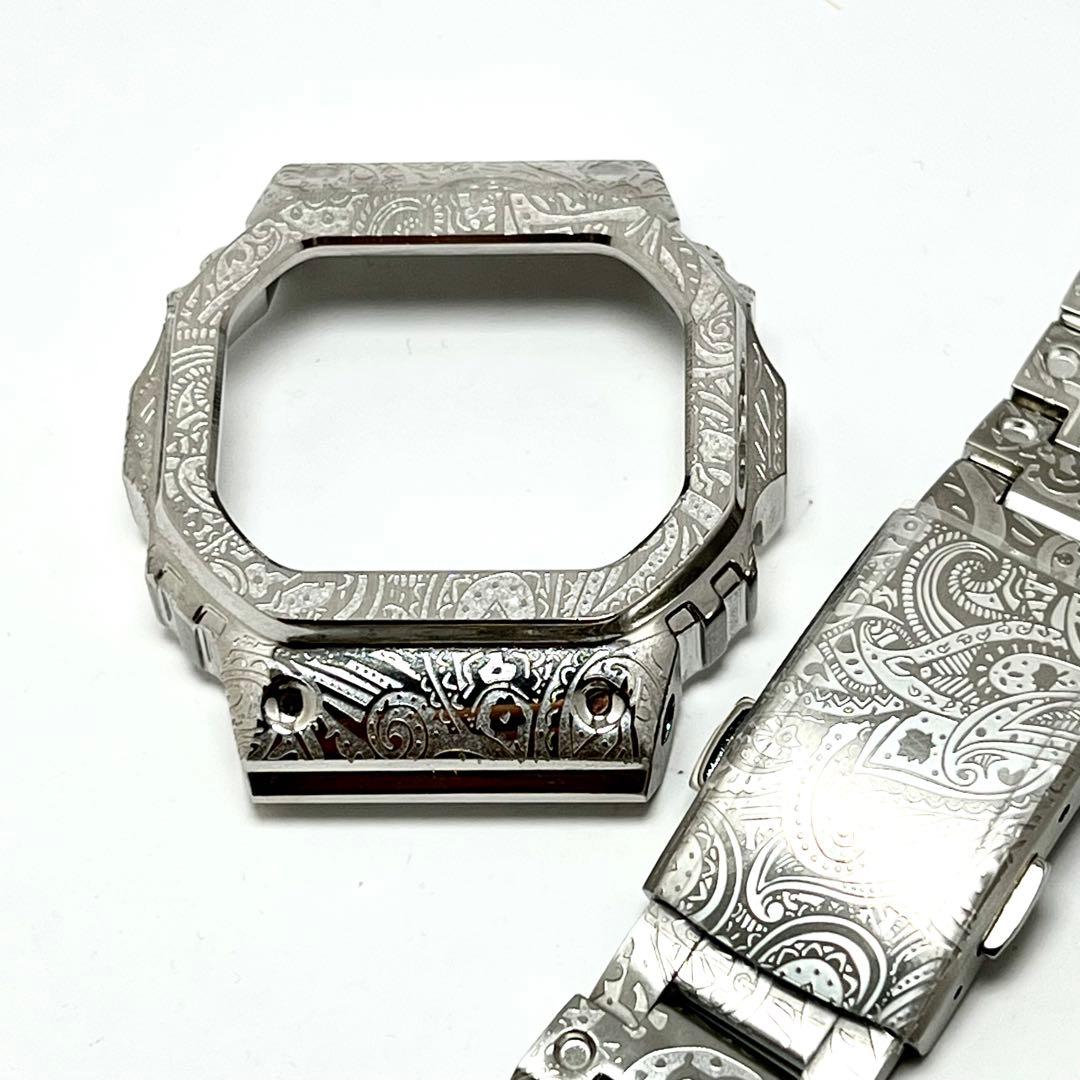 新品 G-SHOCKカスタムキット ペイズリー 柄 シルバー　5600対応