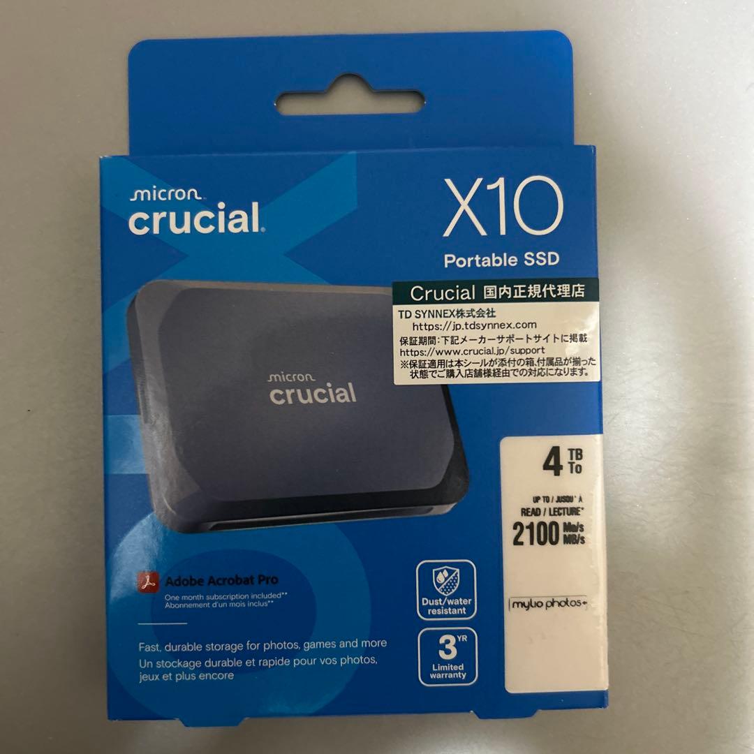 外付けハードディスク・ドライブ Crucial X10 4TB Portable SSD