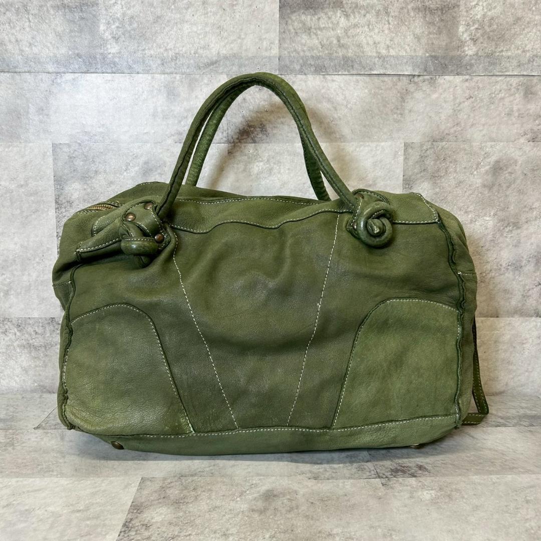 collection PRIVEE? ボストンバッグ　緑　レザー RG289