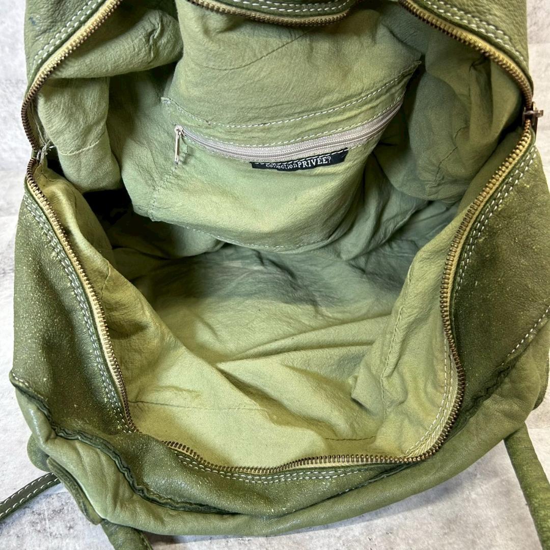 collection PRIVEE? ボストンバッグ　緑　レザー RG289