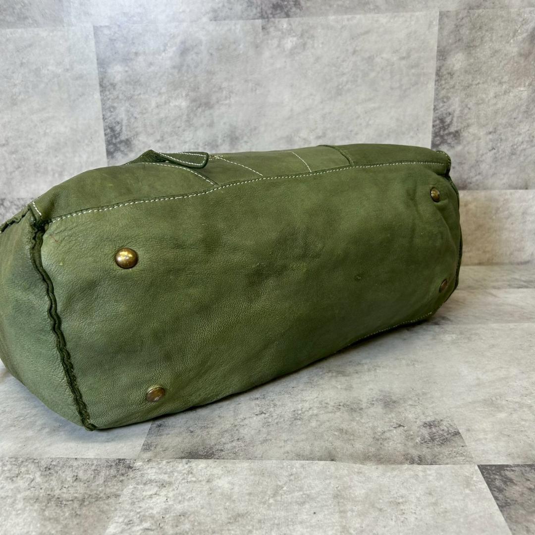 collection PRIVEE? ボストンバッグ　緑　レザー RG289