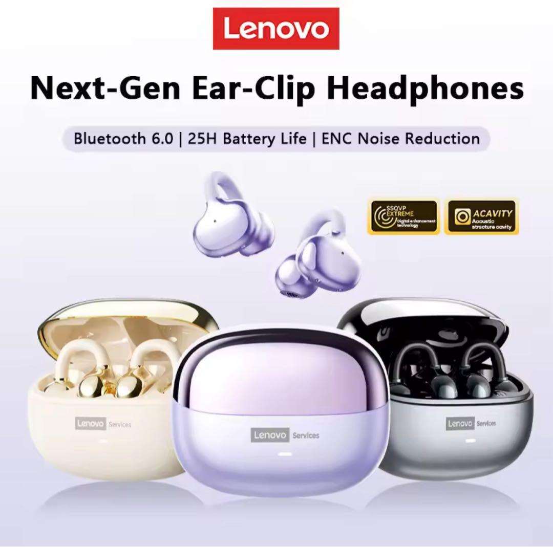 イヤホン Lenovo Ear-Clip Headphones Bluetooth 6.0