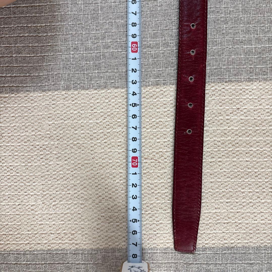 【CELINE】黒赤レザーベルト 金属バックル 約75cm