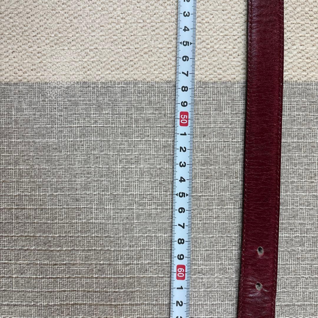 【CELINE】黒赤レザーベルト 金属バックル 約75cm