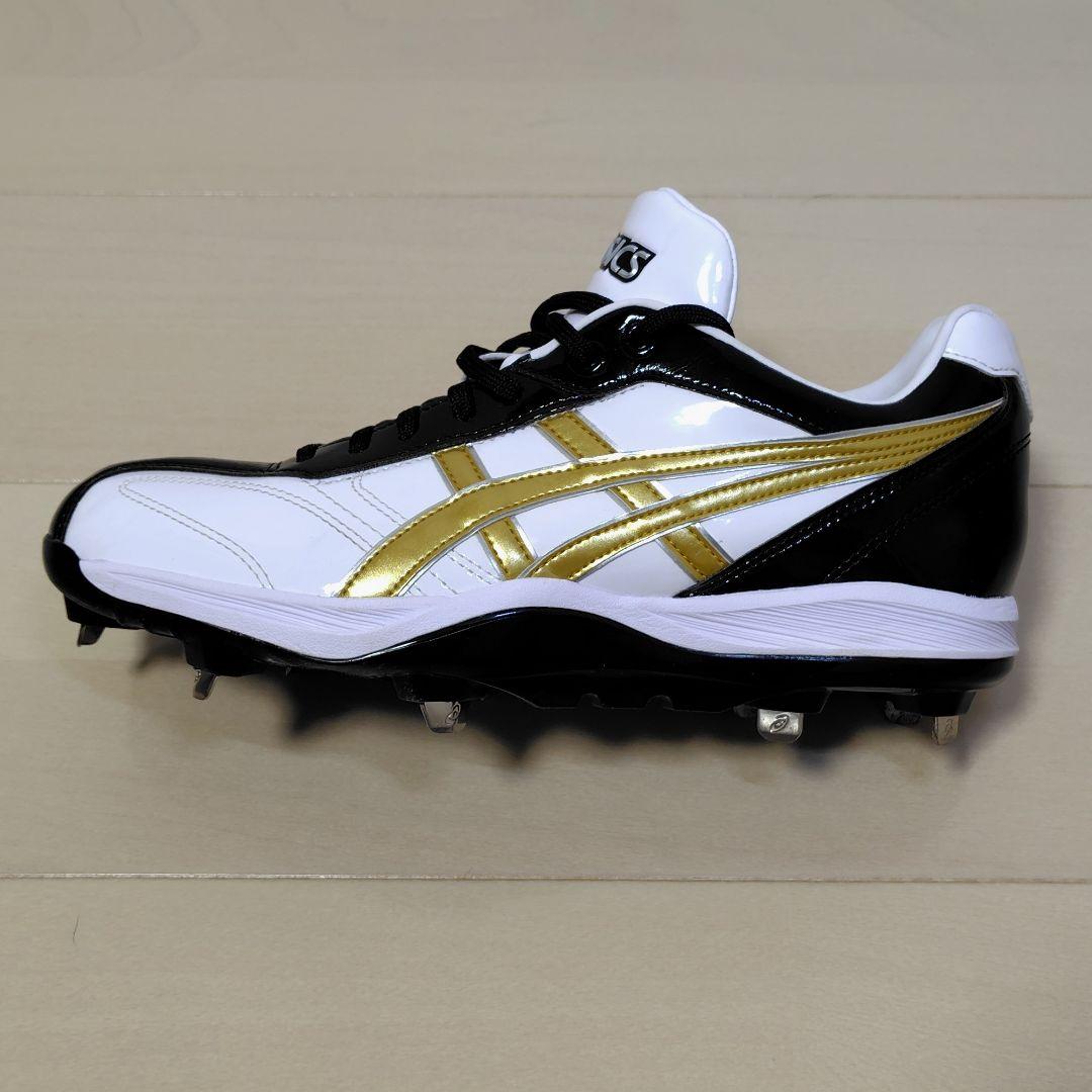 ASICS野球用オーダースパイクシューズ 白/黒/金 27.5cm