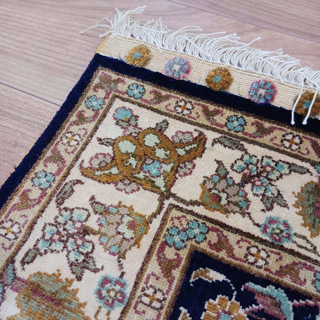 Y3181 トルコ カイセリ絨毯 シルク100% 手織り 93×63㎝