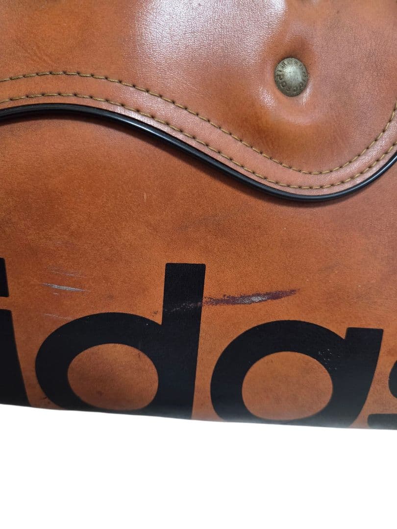 adidas ヴィンテージ レザー ボストンバッグ ロゴ ブラウン