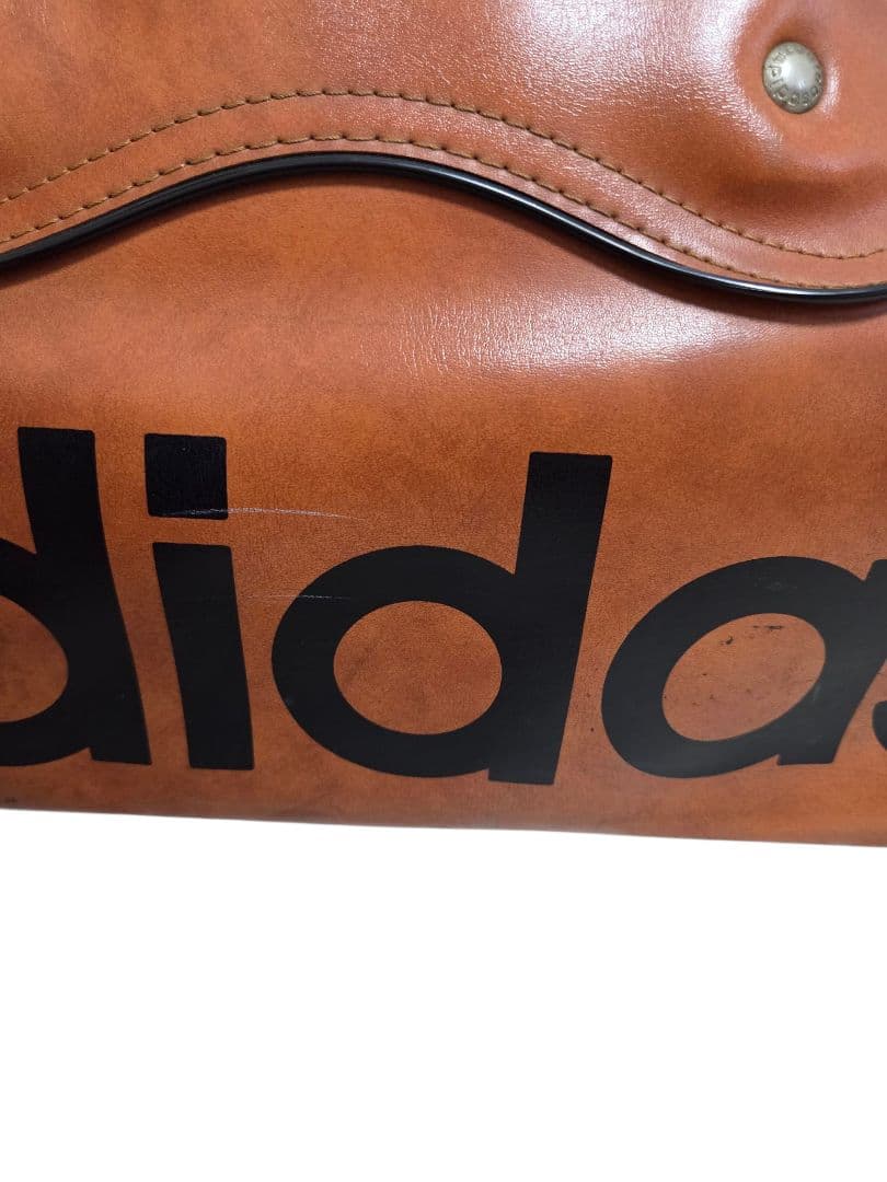 adidas ヴィンテージ レザー ボストンバッグ ロゴ ブラウン