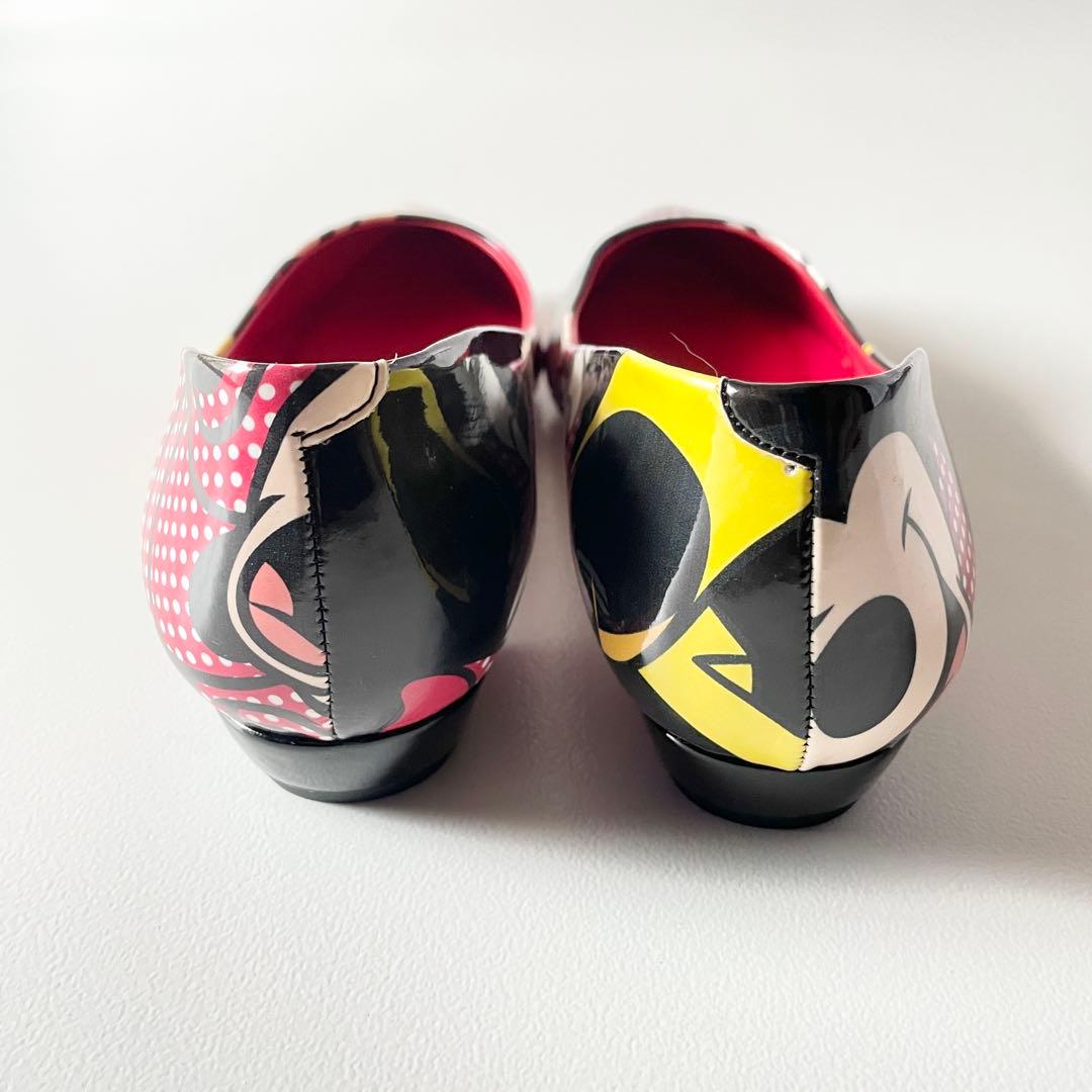 新品　ダイアナ×ディズニー　ミニー　BIGプリント　フラットパンプス　シューズ