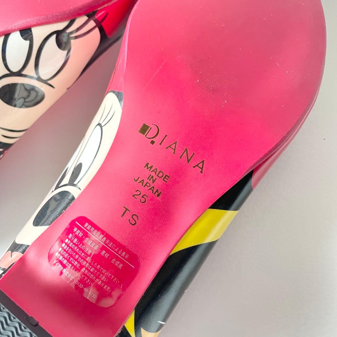 新品　ダイアナ×ディズニー　ミニー　BIGプリント　フラットパンプス　シューズ