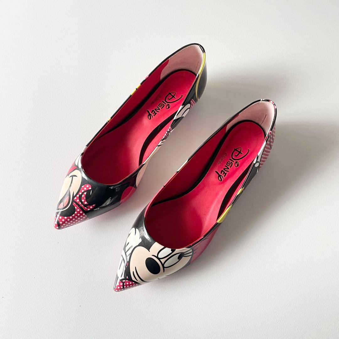 新品　ダイアナ×ディズニー　ミニー　BIGプリント　フラットパンプス　シューズ