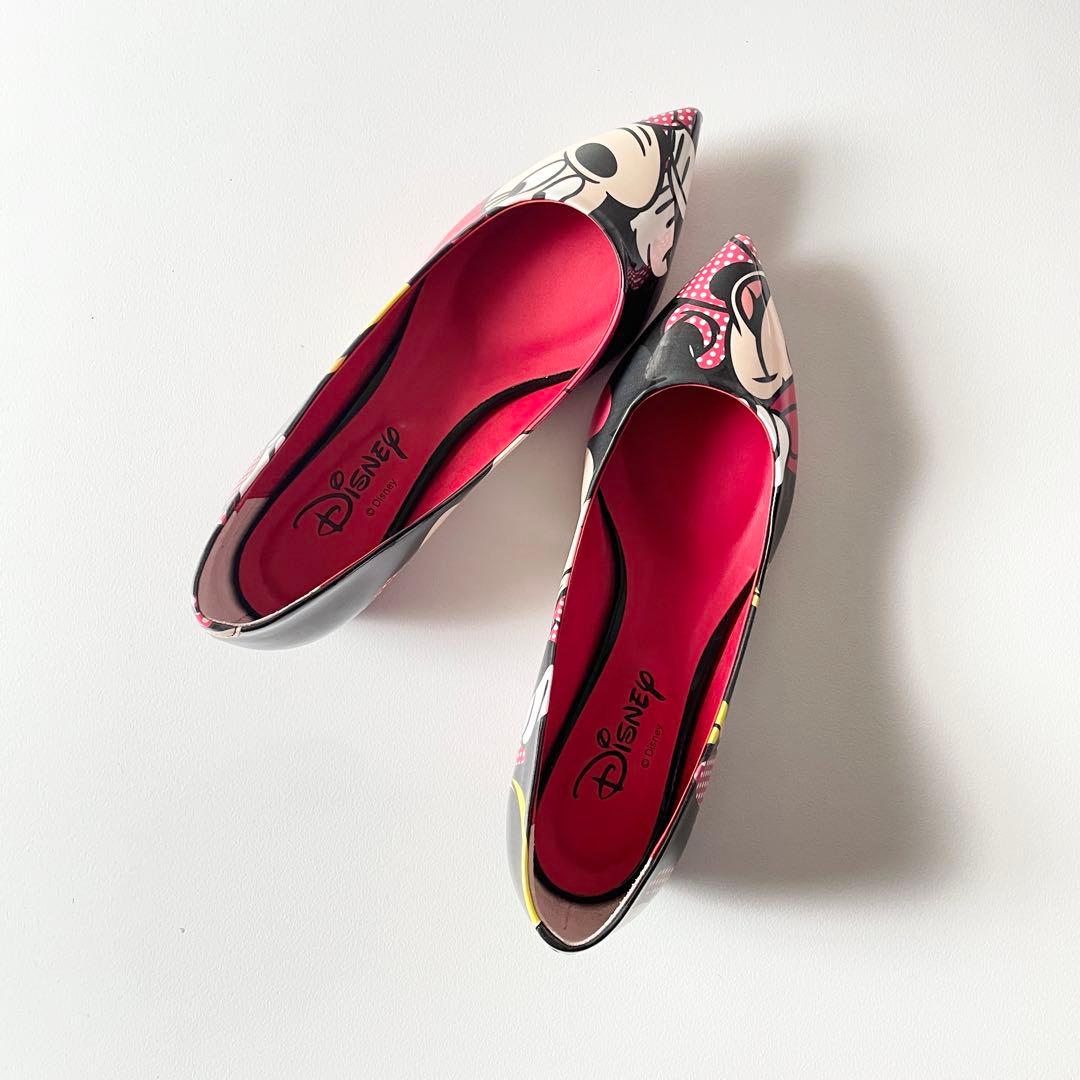 新品　ダイアナ×ディズニー　ミニー　BIGプリント　フラットパンプス　シューズ
