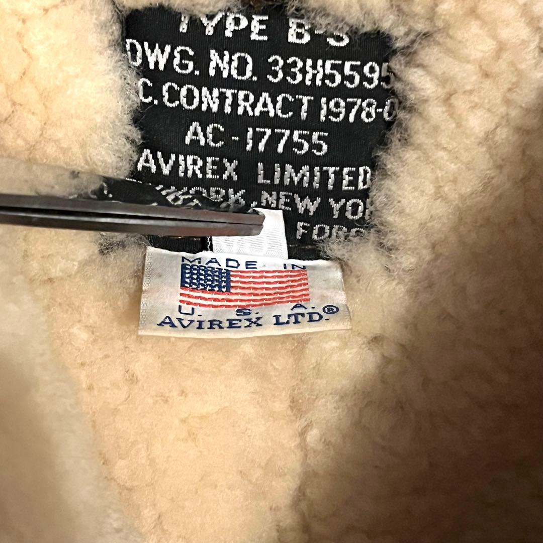 美品 USA製 AVIREX アヴィレックス B-3 ムートンジャケット 40