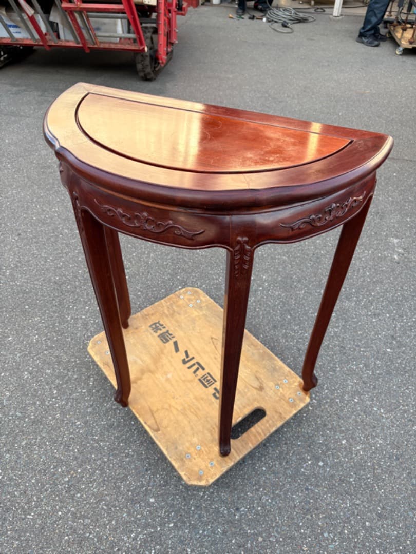 【送料無料】 デミ・ルーンテーブル　コンソールテーブル　猫脚　木製　欧州家具