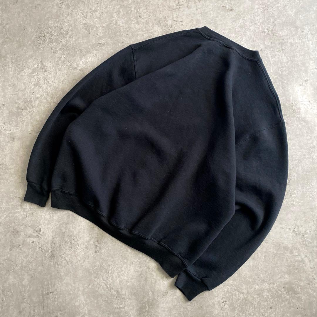 神サイズ 80s ラッセル 前V 無地 スウェット USA製XL 黒 ブラック