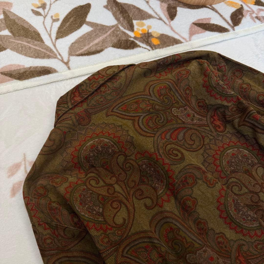 美品 ETRO エトロ ペイズリー柄 コーデュロイ ワンピース 46 イタリア製