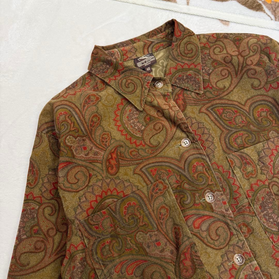 美品 ETRO エトロ ペイズリー柄 コーデュロイ ワンピース 46 イタリア製