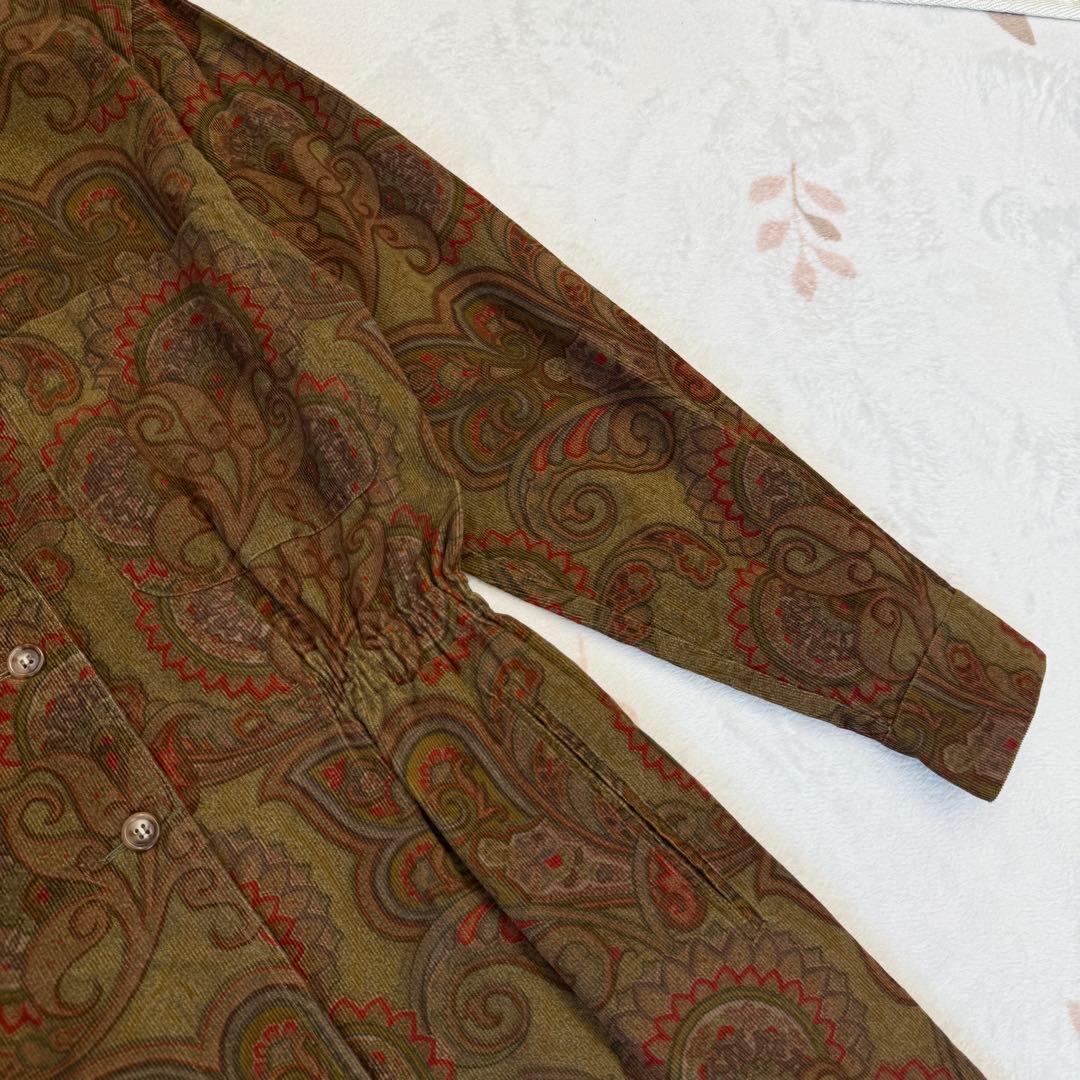 美品 ETRO エトロ ペイズリー柄 コーデュロイ ワンピース 46 イタリア製
